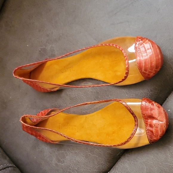 Berin Orangeand Clear Snakeskin Flats - Picture 6 of 6